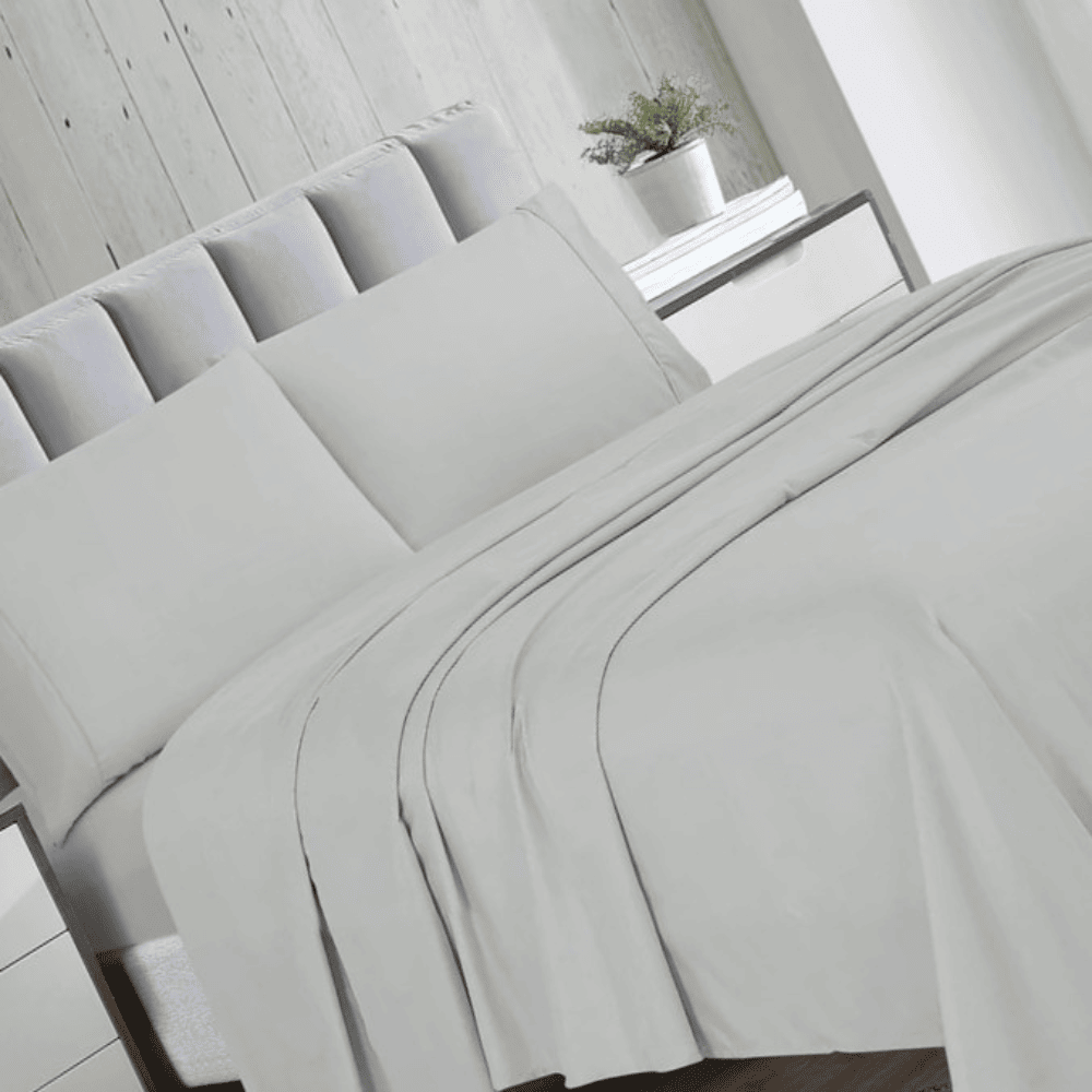 4 Pieces Bed Sheet Set - Light Grey