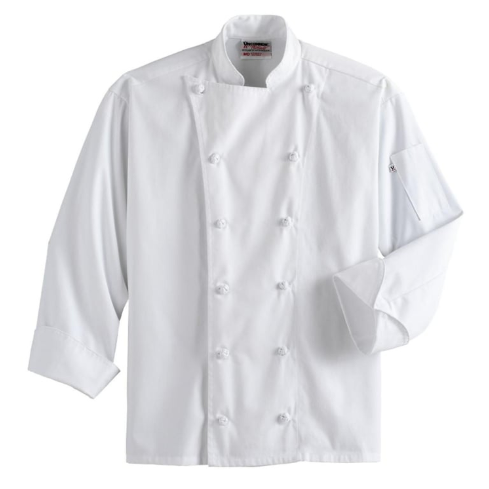 White Cook Coat w/ Optional Embroidered Logo- front