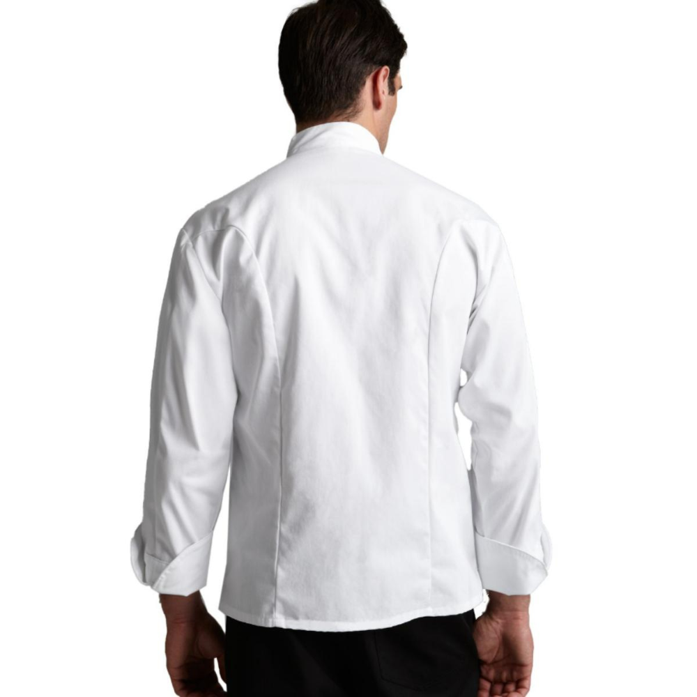 White Cook Coat w/ Optional Embroidered Logo- Back