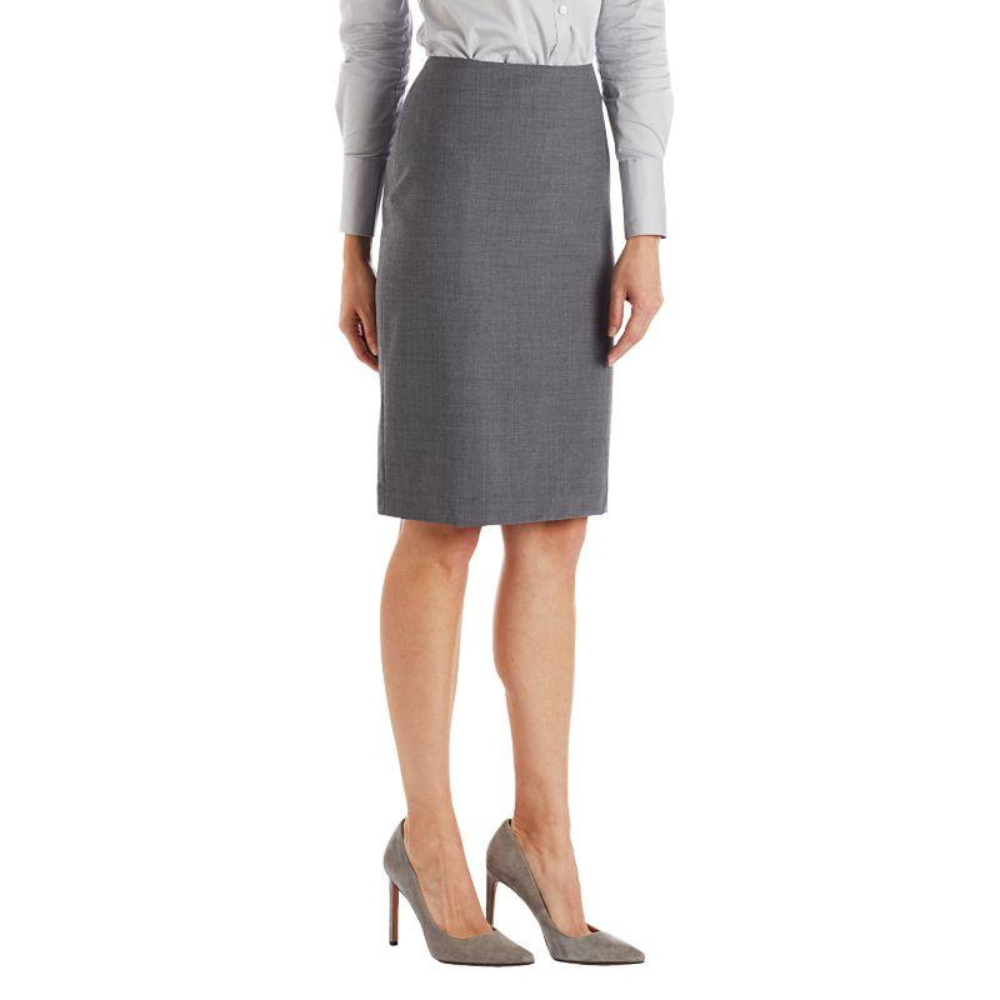 Side view 24" Charcoal Grey Skirt w/ Back Kick Pleats--