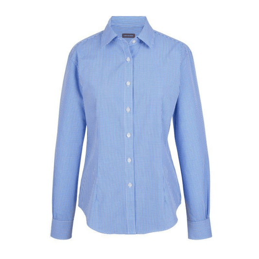 Female Blue Tailored Gingham Check Blouse / Shirt - Front