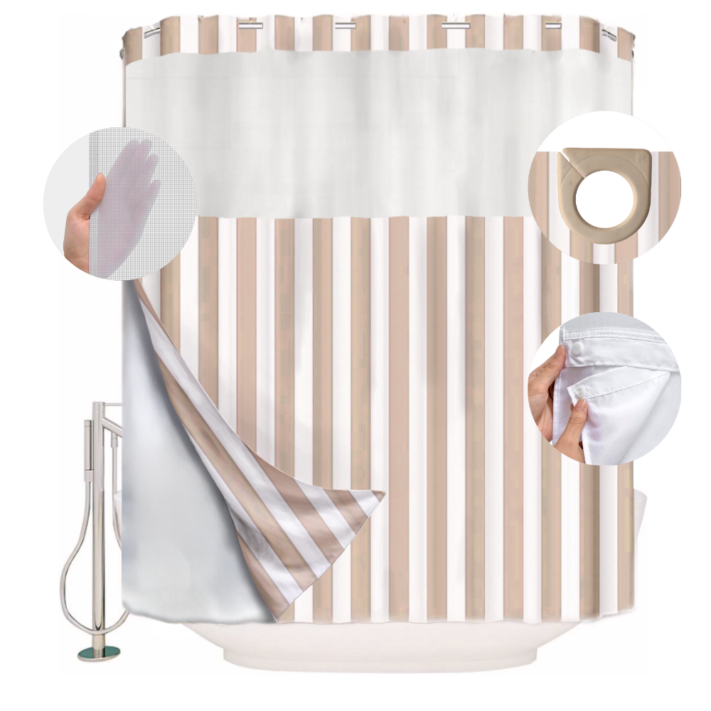 Striped Shower curtain with highlighting features