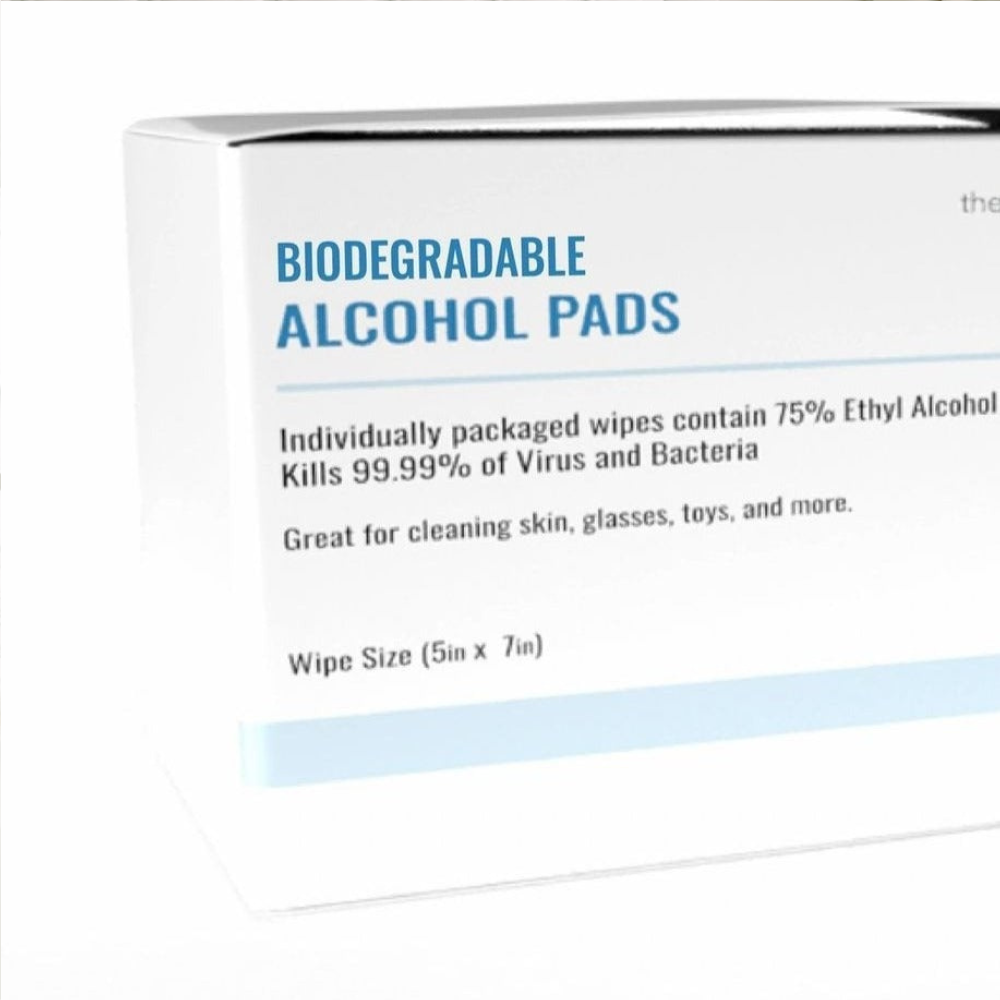 Biodegradable 75% Ethyl Alcohol Wipes with Aloe Vera and Vitamin E (5x7