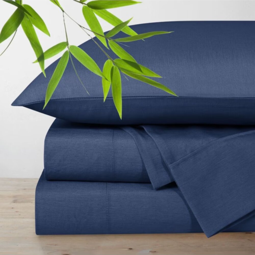 Polyester Bamboo Blend Sheet Set 4 Piece- Navy