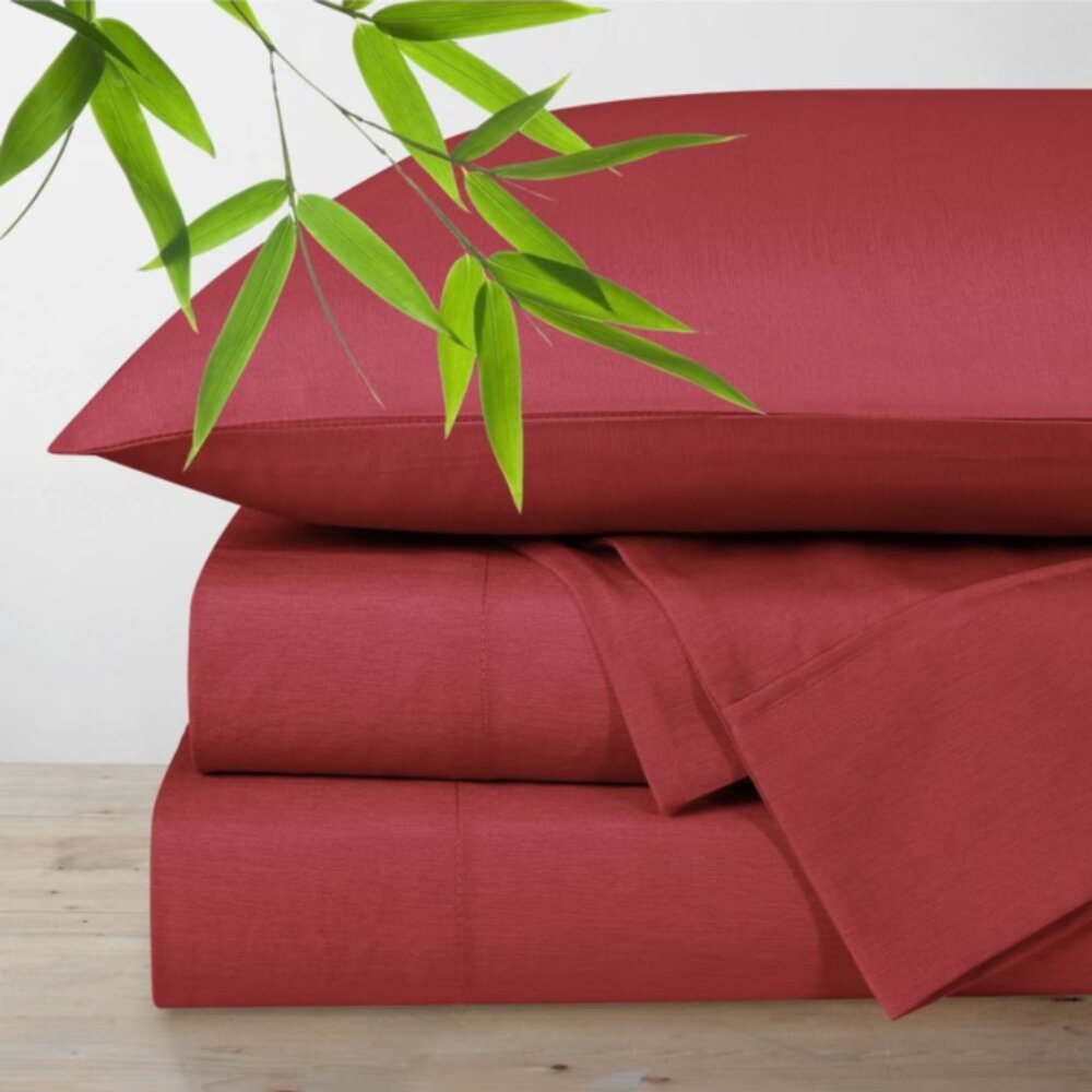 Polyester Bamboo Blend Sheet Set 4 Piece- Burgundy