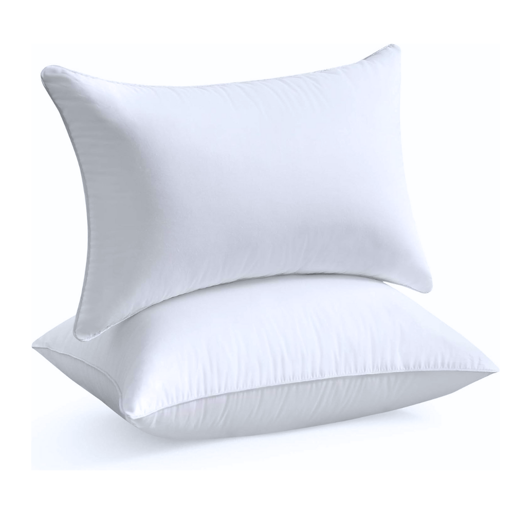 IHG - Firm Pillow with white piping - Cooling anti-snore pillow with hypoallergenic memory foam, offering a premium solution to improve sleep posture and minimize nighttime disruptions