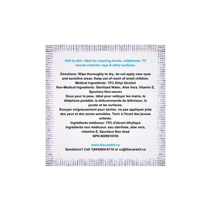 Hand Sanitizer Wipes, 99.99% Viruses Bacteria Alcohol Wipes- back view