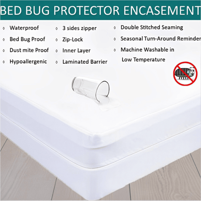 Waterproof Bed Bug Protector - Mattress Encasement Anti-bacterial standard mattress protector with temperature-regulating technology, offering decorative appeal and essential waterproof protection