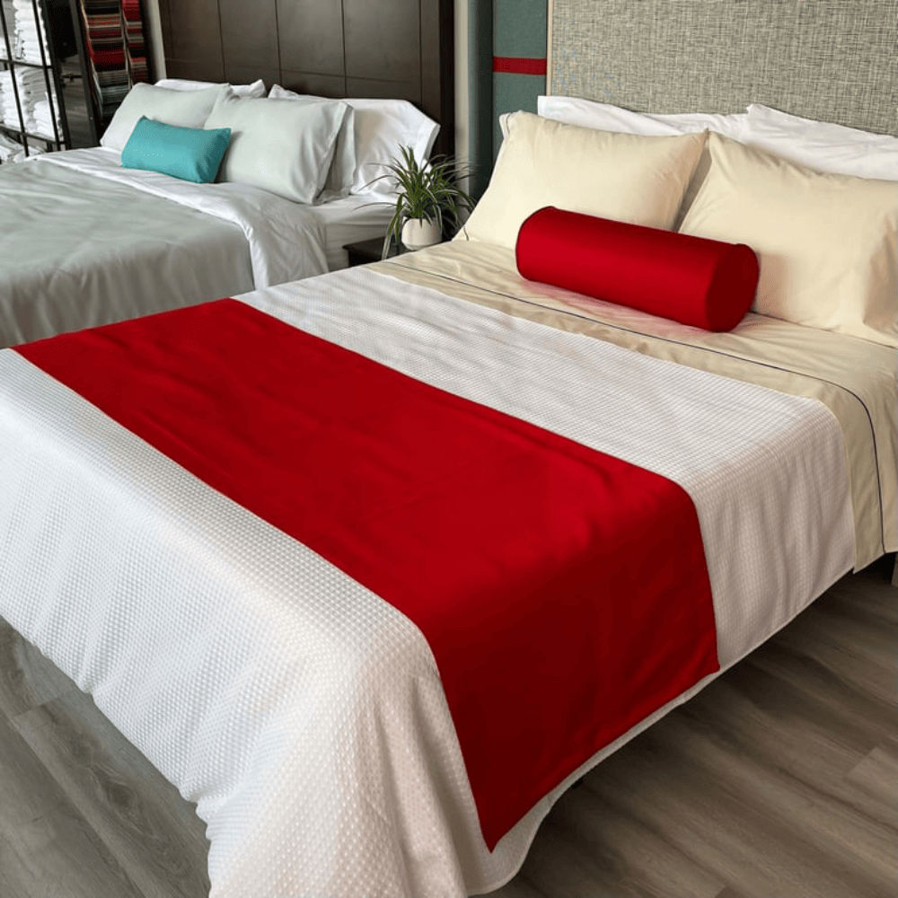 Bright Red Luxury Bed Scarf