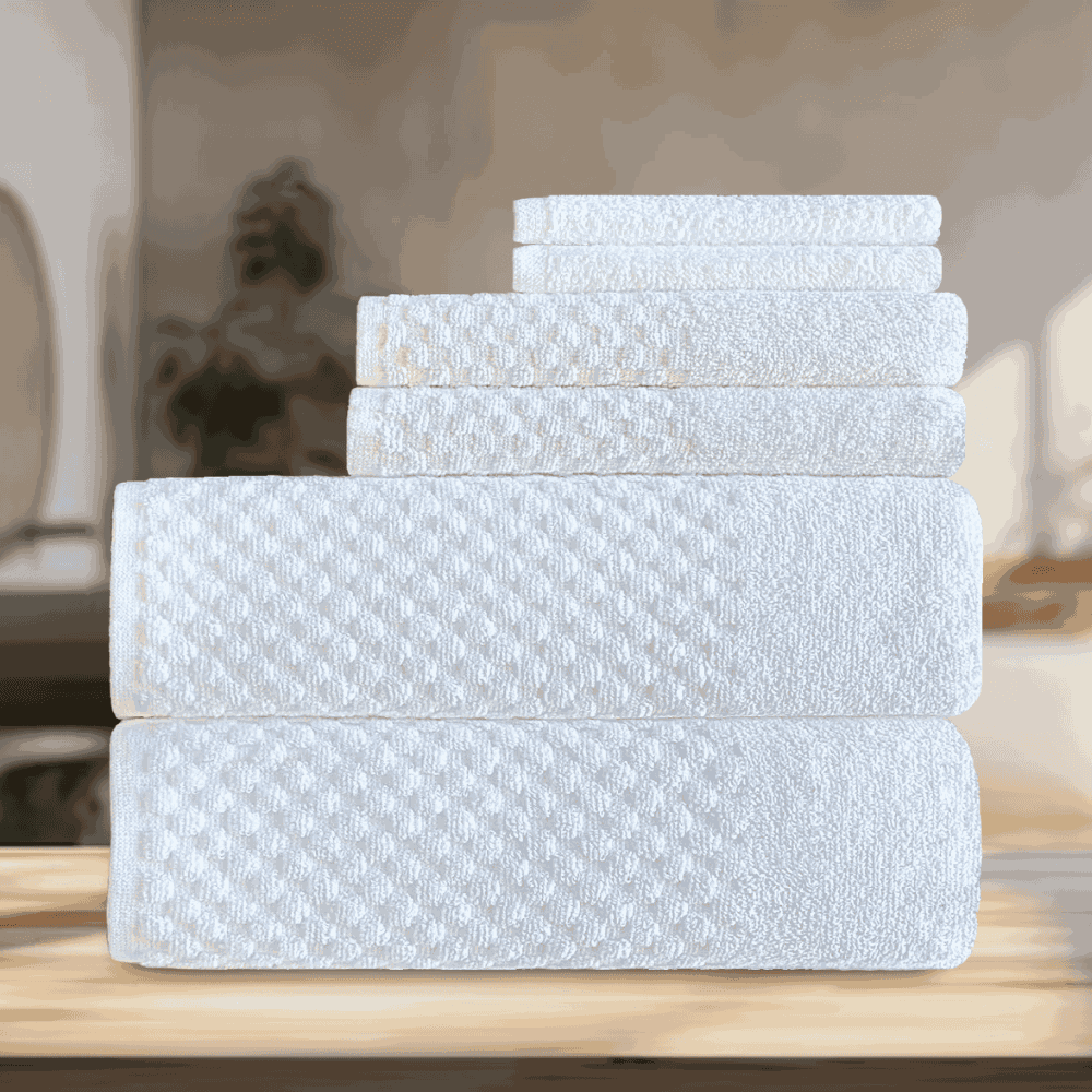 Long-lasting towels with elegant designs, perfect for Airbnb hosts looking for a touch of luxury in every bathroom. DT Series Towel Set - 6 Pc Background