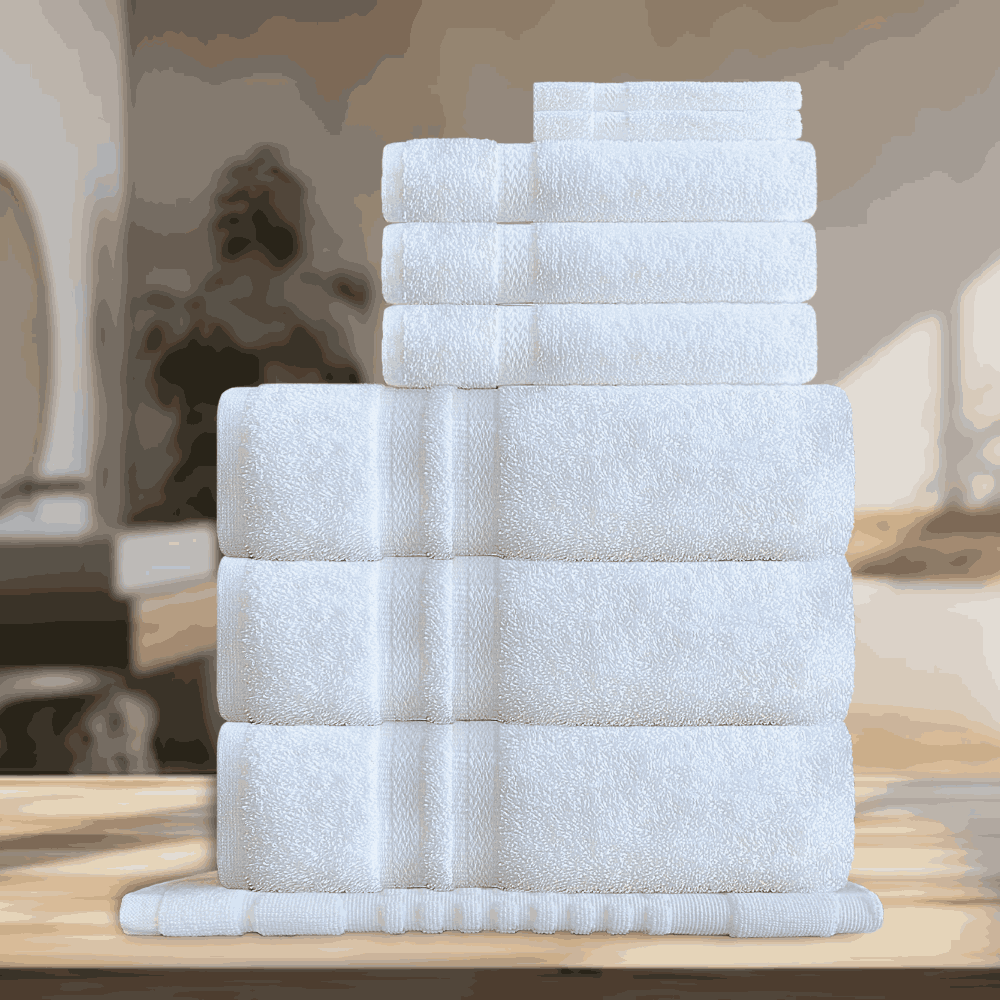  Quick-dry towels in elegant designs, crafted for hotels and Airbnbs, offering both style and practicality for washroom essentials Bath Towel (3pcs), Hand Towel (3pcs), Wash Cloth (3pcs), Bath Mat (1pcs)