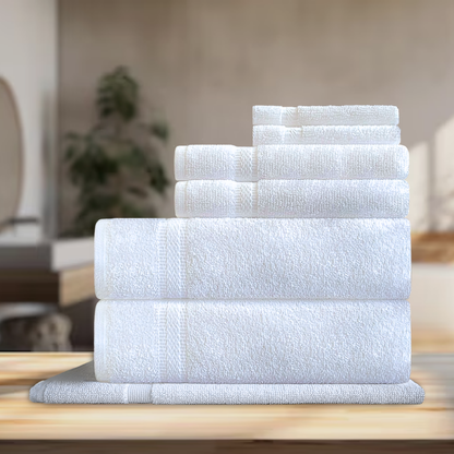 7 Pcs set of towels placed on a table