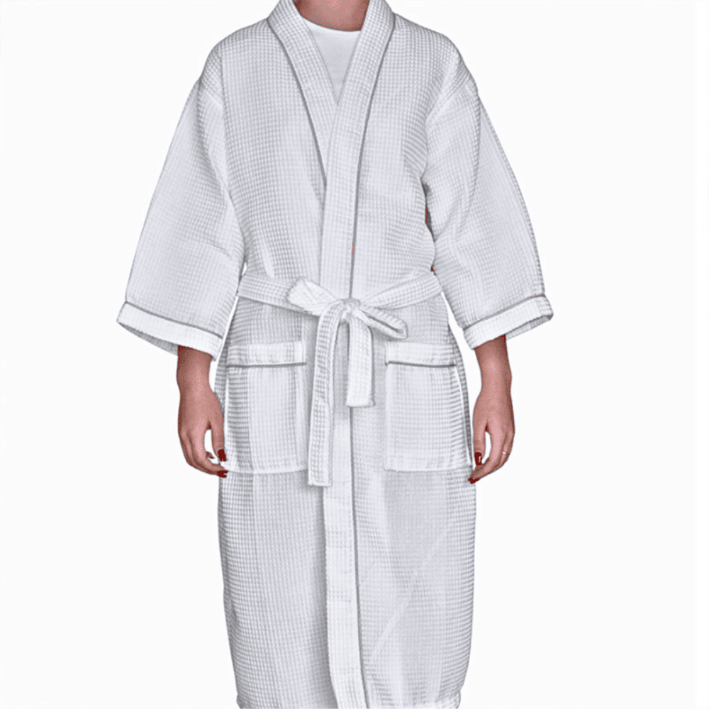 Waffle Kimono Bathrobe - Grey