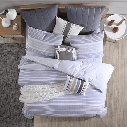 Cordelia Prewashed 100% Cotton Duvet Cover Set  - Purple