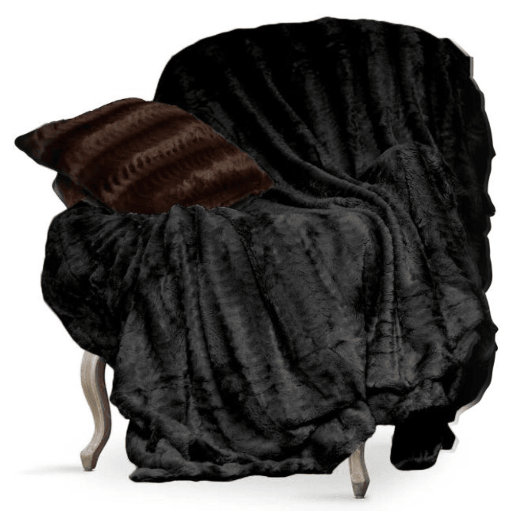 Reversible Lightweight Faux Fur Throw Blanket 50 X 60 Black