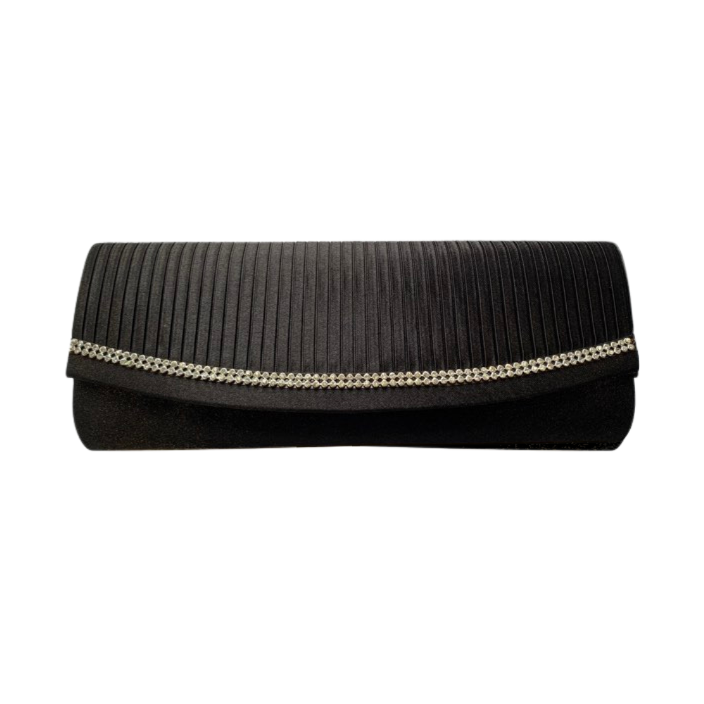 Black Fabric Clutch - dazzling rhinestones