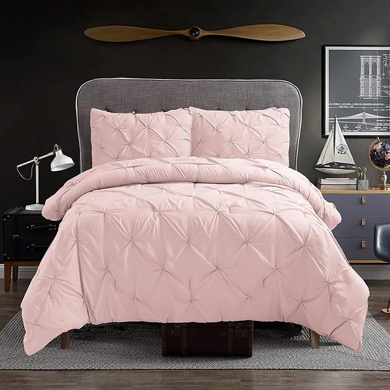 3pc Pintuck Duvet Cover Set / Blush