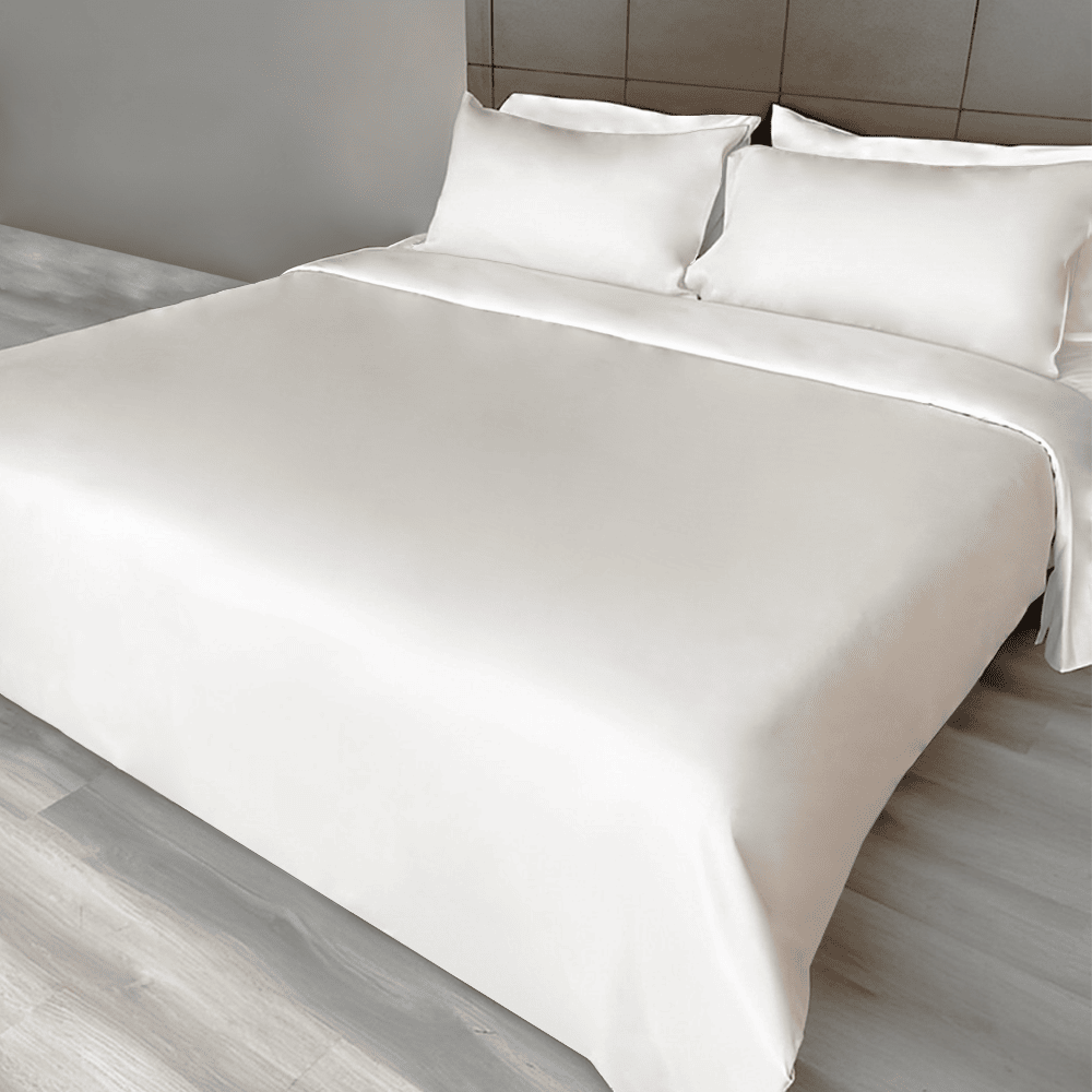 Polyester 3pc Solid Color Duvet Cover Set - Cream