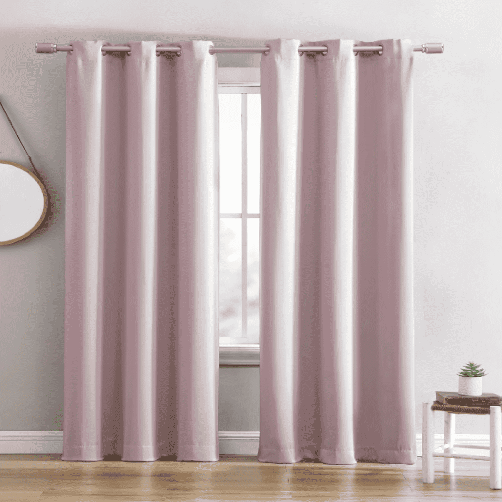 Ring Top Solid Blackout Thermal Grommet Single Curtain Panel Pink