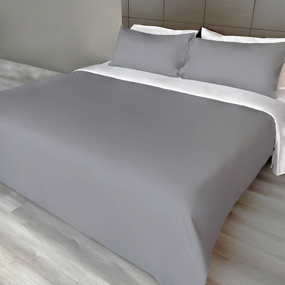 Polyester 3pc Solid Color Duvet Cover Set - Dark Grey