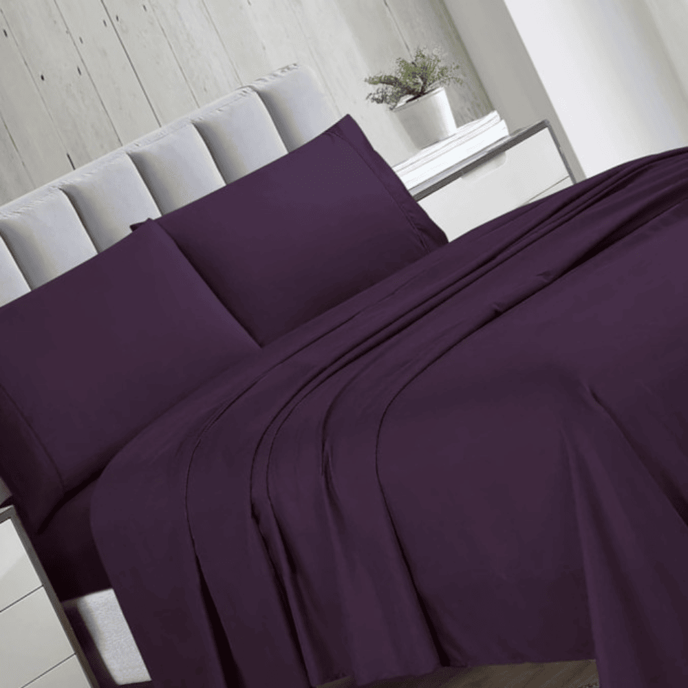 4 Pieces Bed Sheet Set - Eggplant