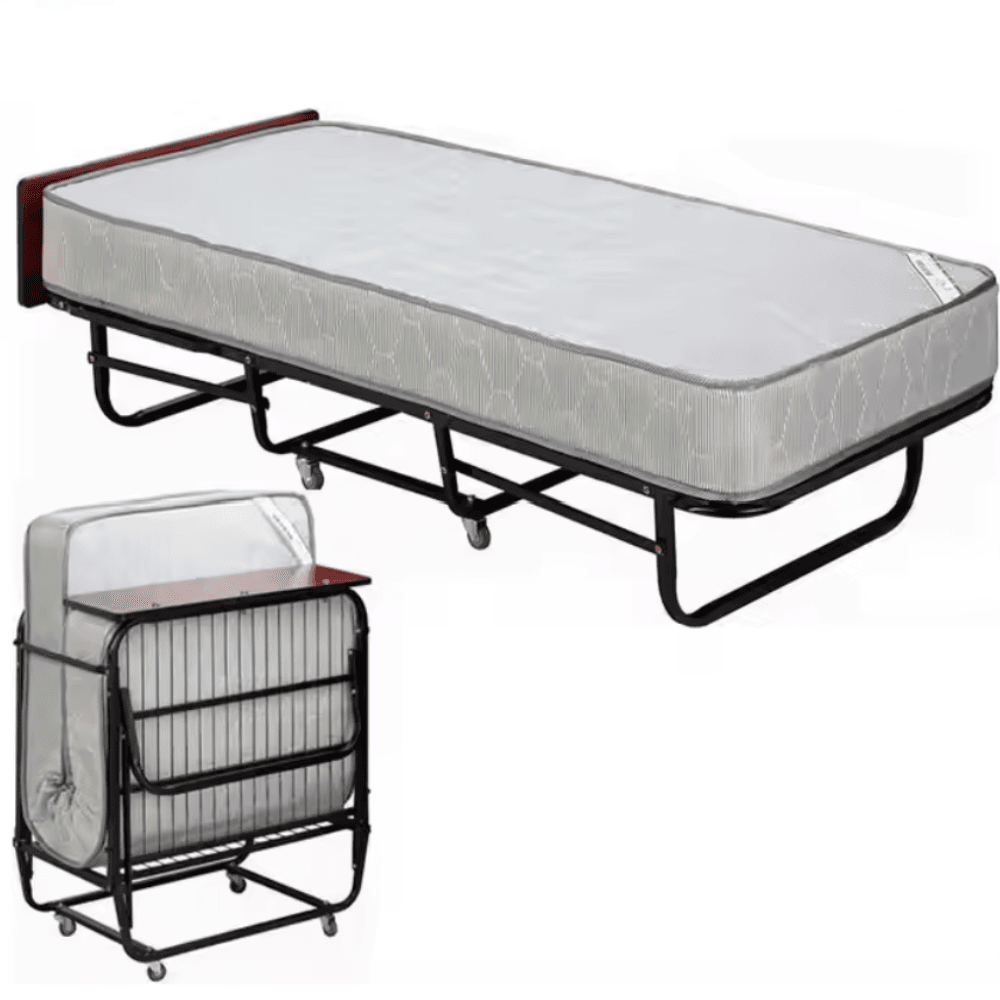 Heavy Duty Mobile Rollaway Folding Bed with 8" Innerspring Mattress. 