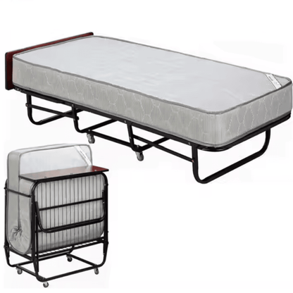 Heavy Duty Mobile Rollaway Folding Bed with 8" Innerspring Mattress. 