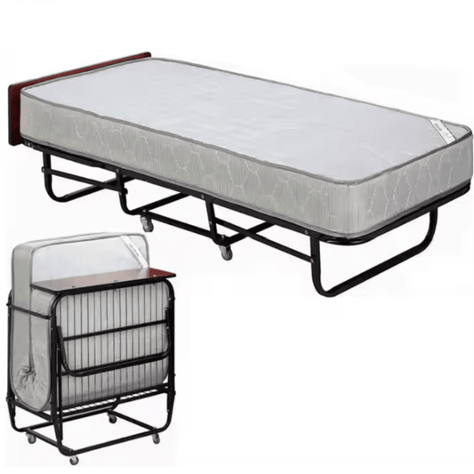 Heavy Duty Mobile Rollaway Folding Bed with 8" Innerspring Mattress. 