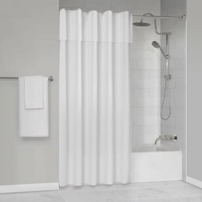 Hook Less Valance Wide Stripe Shower Curtain.