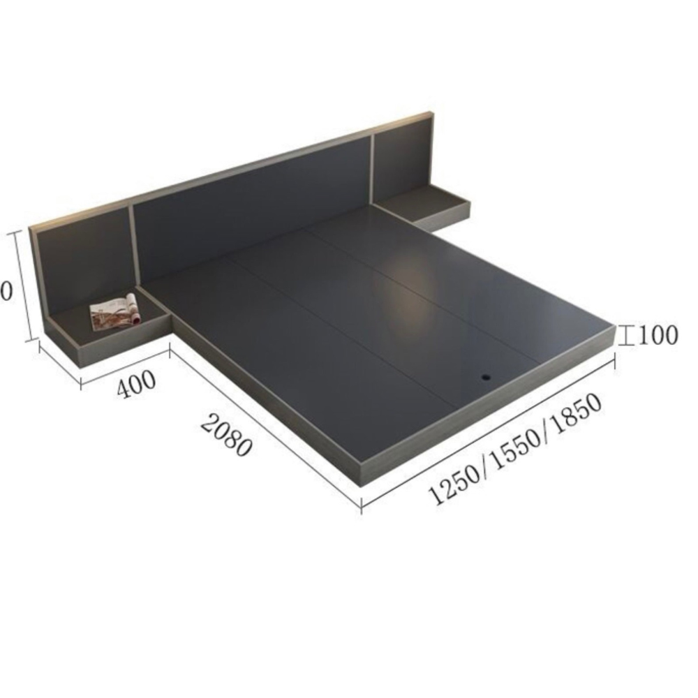 Nordic style Japanese tatami bed with a king size, floor assembly, and low height