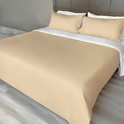 Polyester 3pc Solid Color Duvet Cover Set - Ivory