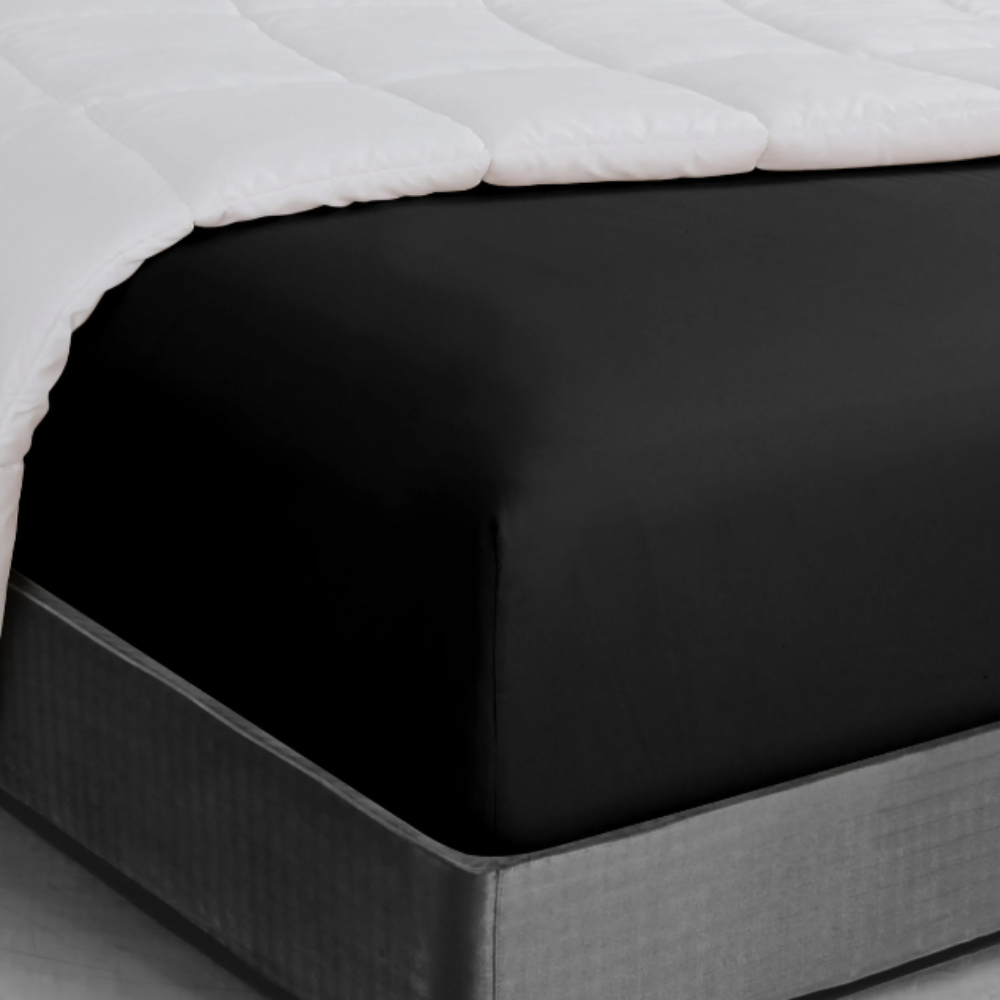 Hotel-Quality Solid Color Premium Fitted Sheet - 90gsm Microfiber Black