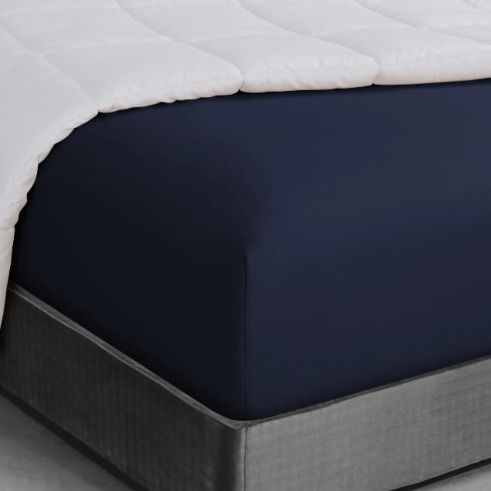 High-Quality Solid Color Premium Fitted Sheet - 90gsm Microfiber Navy