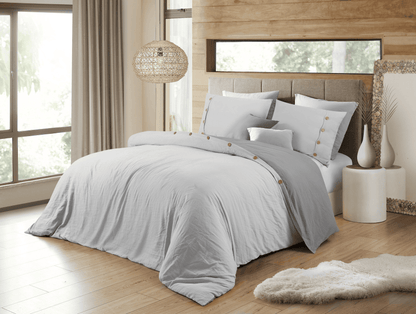 Solid Color Bedding Reversible Duvet Cover Set - Silver