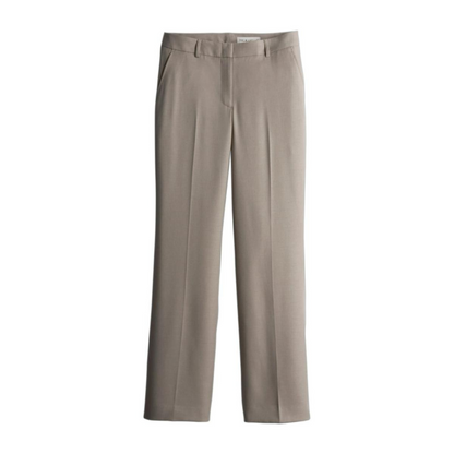 Straight Legged Khaki Flat Front Pants w/ Permanent Leg Crease