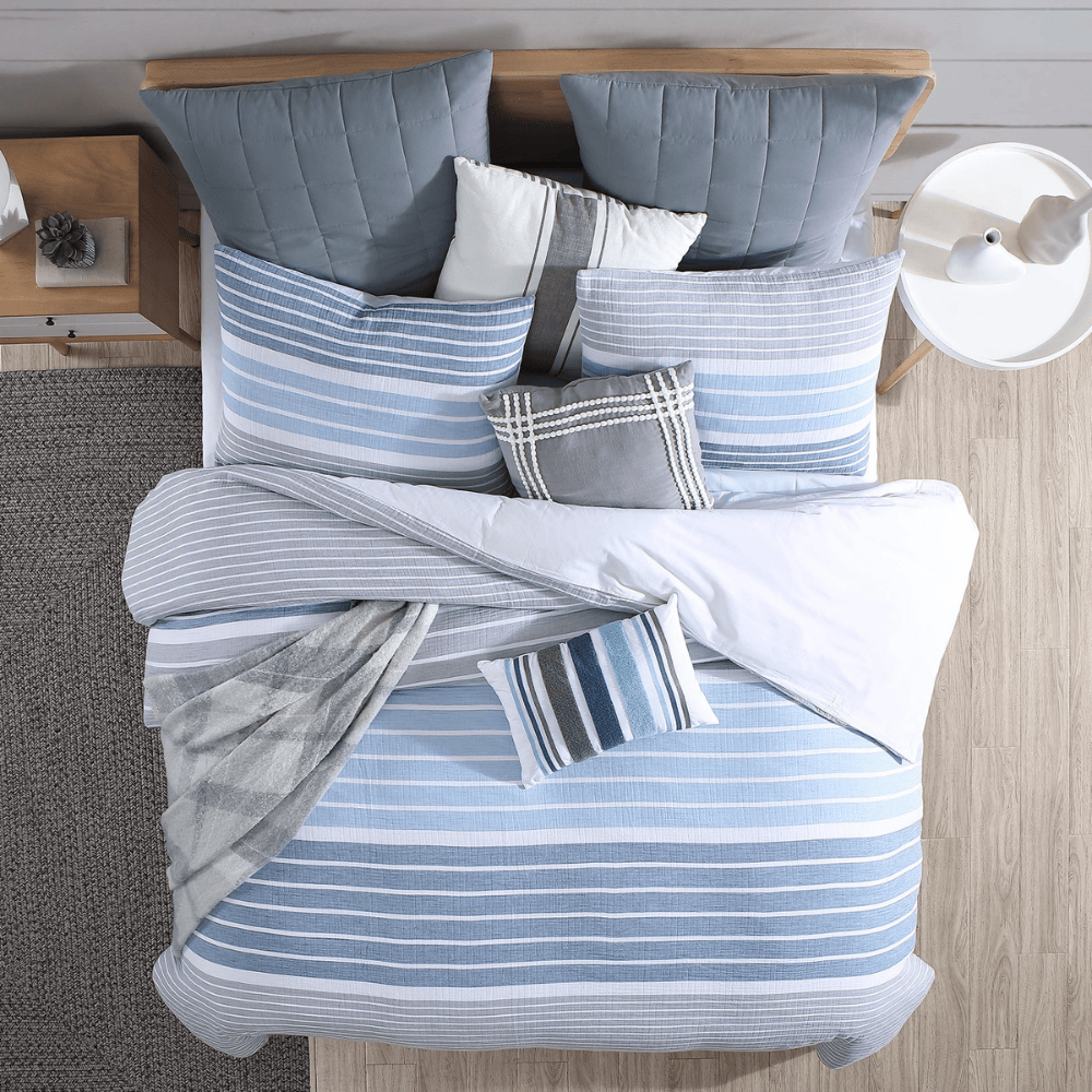 Cordelia Prewashed 100% Cotton Duvet Cover Set - Blue