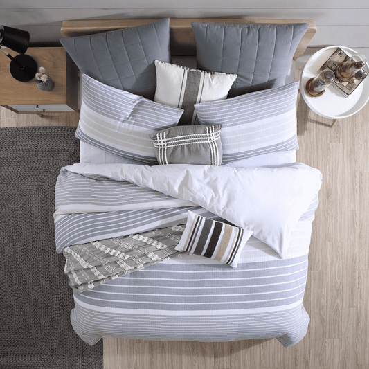 Cordelia Prewashed 100% Cotton Duvet Cover Set - Grey