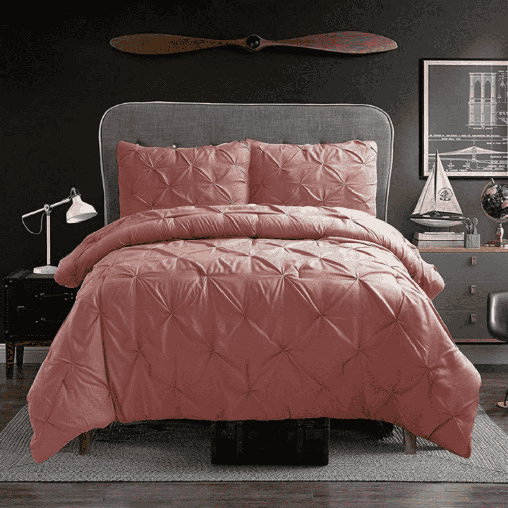 Pintuck Comforter Set 3 Pieces - Burgundy