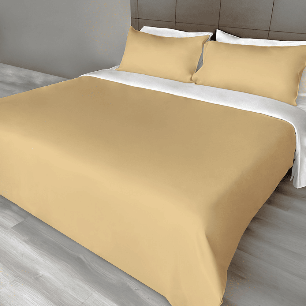 Polyester 3pc Solid Color Duvet Cover Set - Light Gold