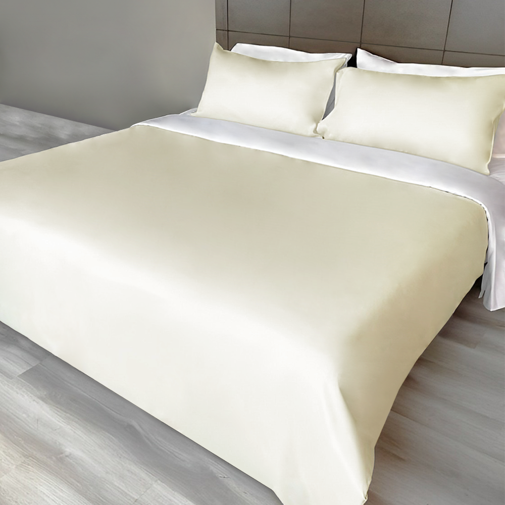 Polyester 3pc Solid Color Duvet Cover Set - Light Yellow