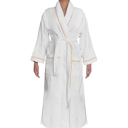 Luxuorist Plush Velour Shawl Bathrobe- Gold piping