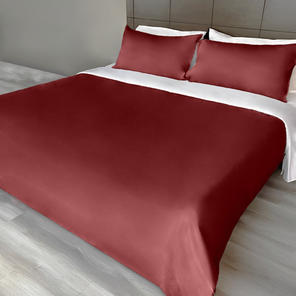 Polyester 3pc Solid Color Duvet Cover Set - Maroon