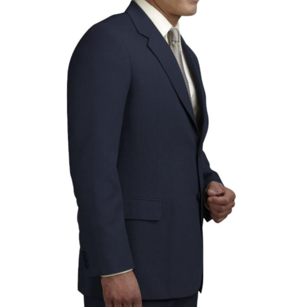 Fully Lined Navy Blazer w/ Left Chest Pocket - Side