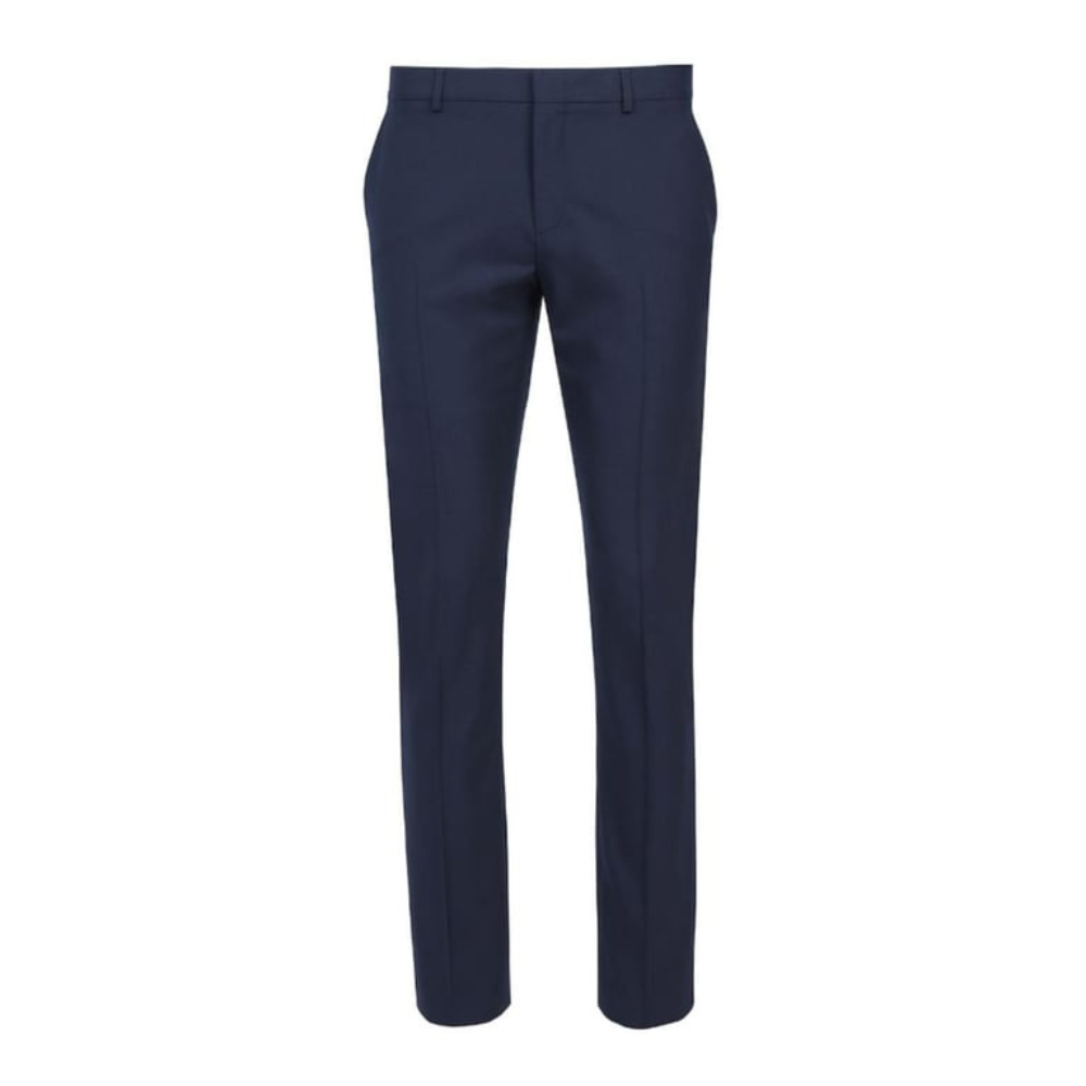 Straight Navy Dress Pants w/ Two Front Pockets- front