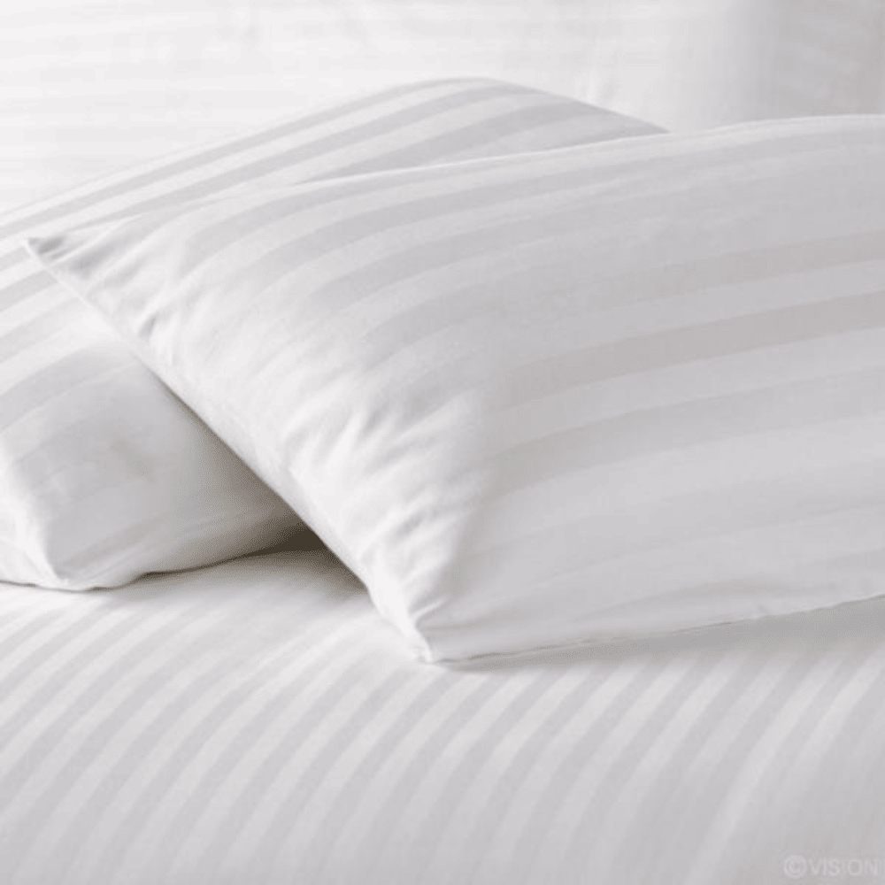 Two striped pattern deluxe pillowcases  in white.