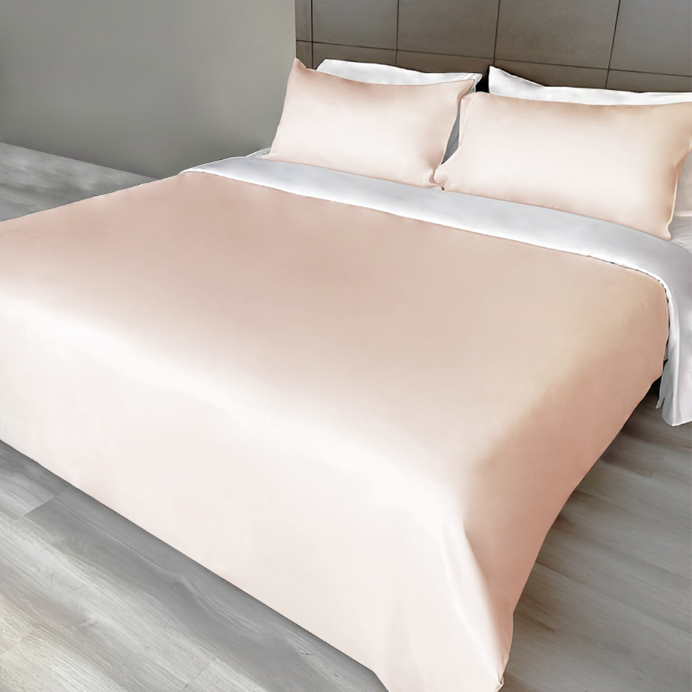 Polyester 3pc Solid Color Duvet Cover Set - Pink