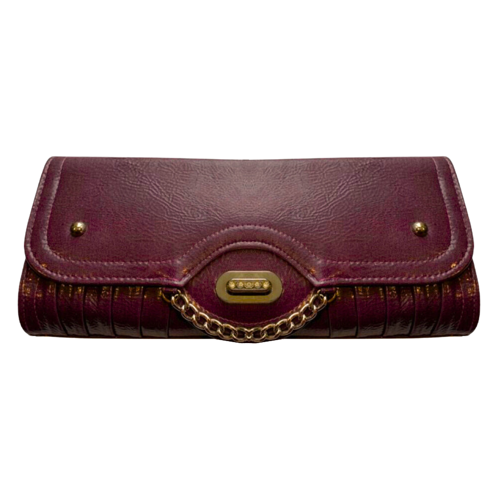 Faux Leather Clutch- Purple