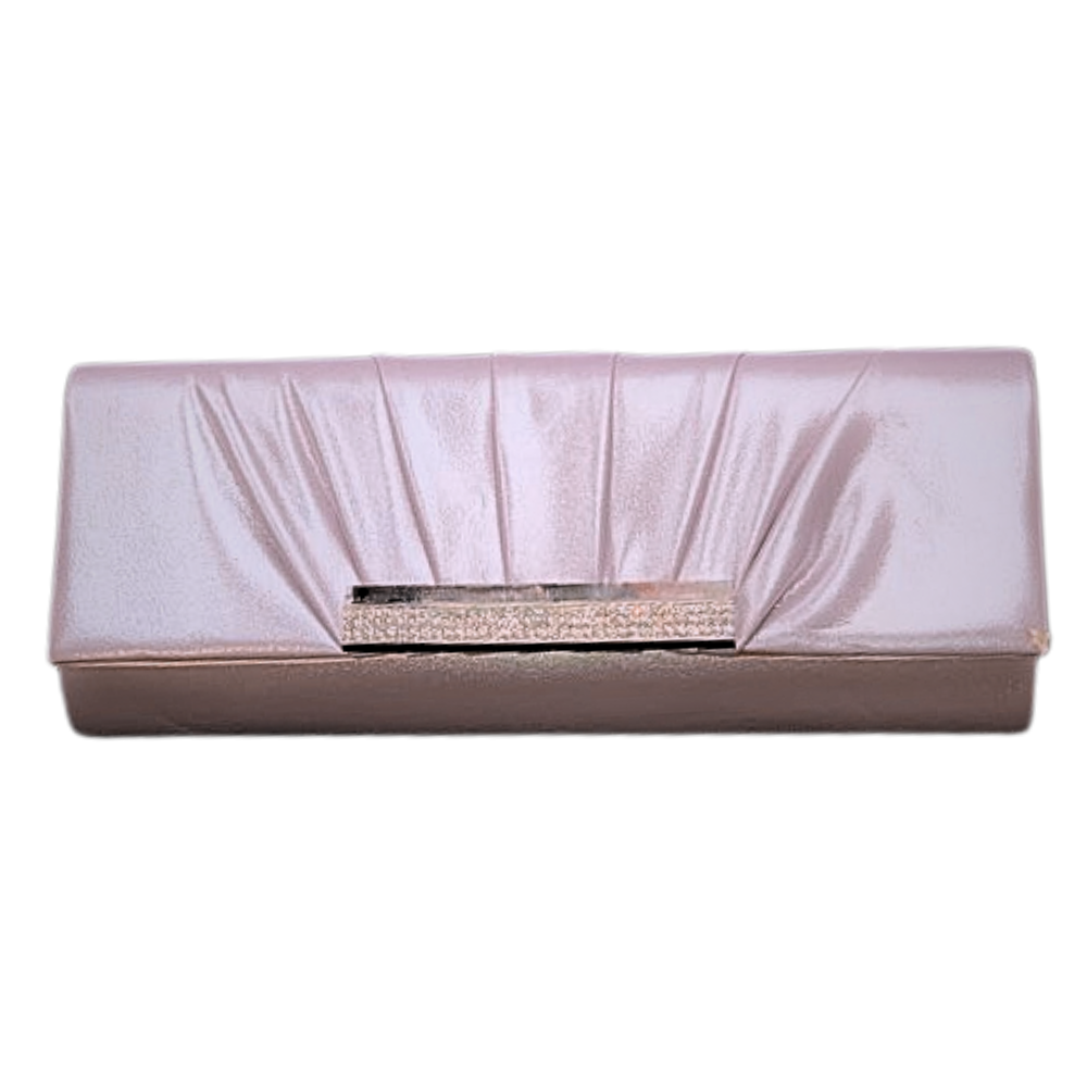 Jewel Accent Pleated Clutch- Pearl Purple