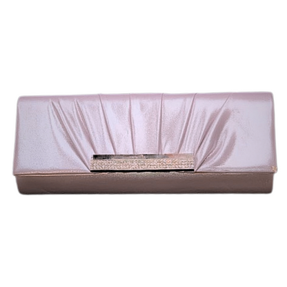 Jewel Accent Pleated Clutch- Pearl Purple