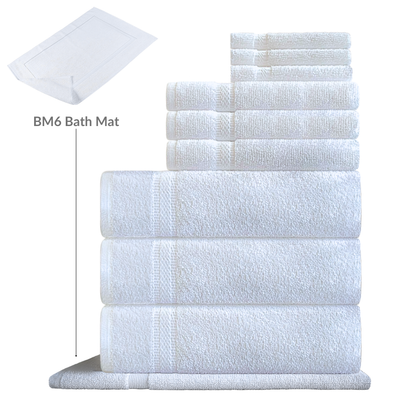10 Pcs of towel set placed together in a white background